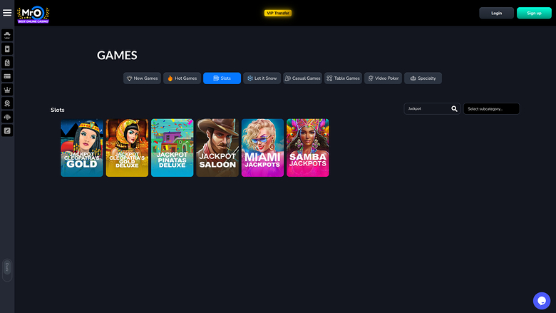 Jackpot du casino MrO sur ordinateur