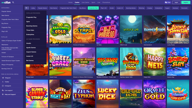 Développeurs du jeu de casino MrOyun pour ordinateur