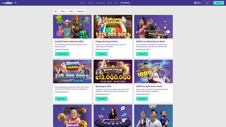 Promotions pour ordinateur de bureau du casino MrOyun