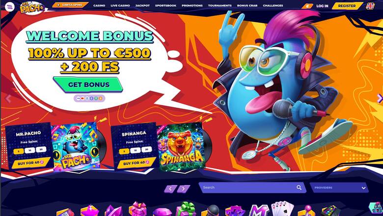 Screenshot der Homepage von MrPacho Casino