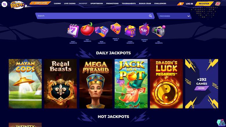 Screenshot der Jackpot-Seite von MrPacho Casino