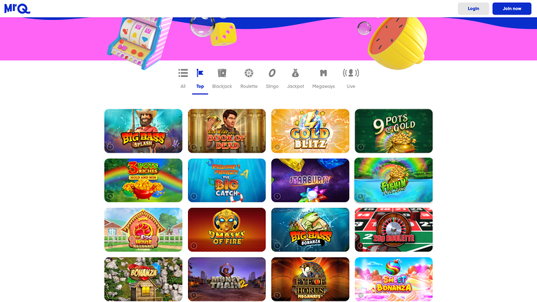 Jeux de casino MrQ sur ordinateur