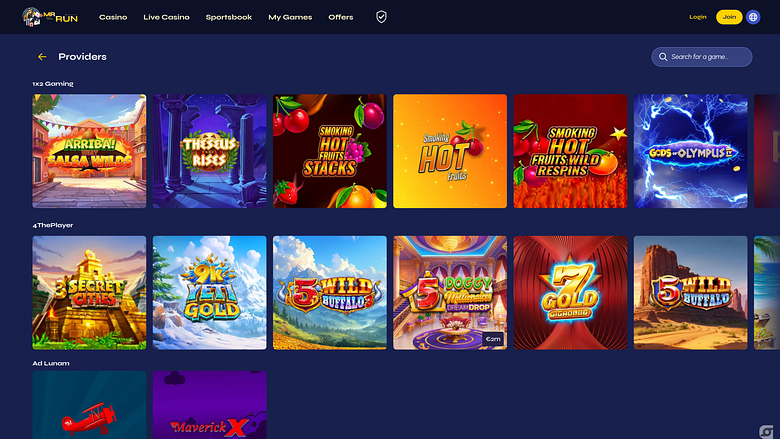 Sviluppatori del gioco per computer desktop MrRun Casino