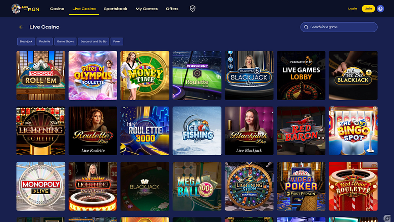 MrRun Casino Desktop Casinò Live