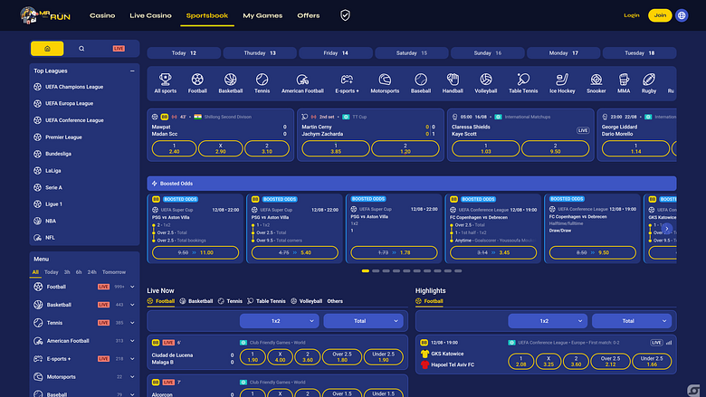 MrRun Casino Desktop Sports