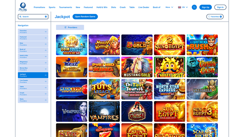 MrSloty Casino Desktop Jackpot