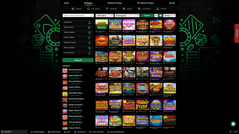 Jeux de casino MrVegas sur ordinateur