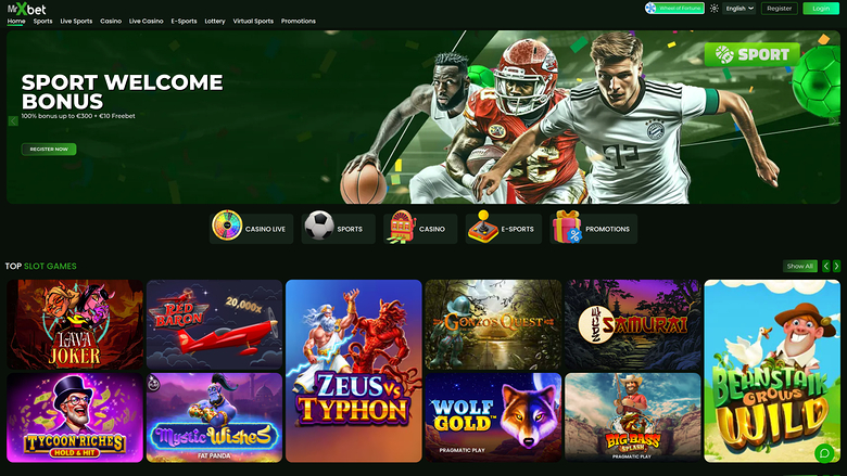 Homepage desktop del casinò MrXbet