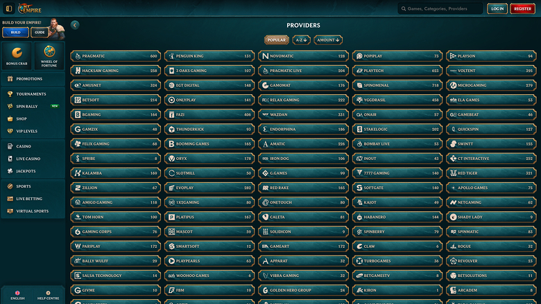 Développeurs du jeu de casino My Empire pour ordinateur