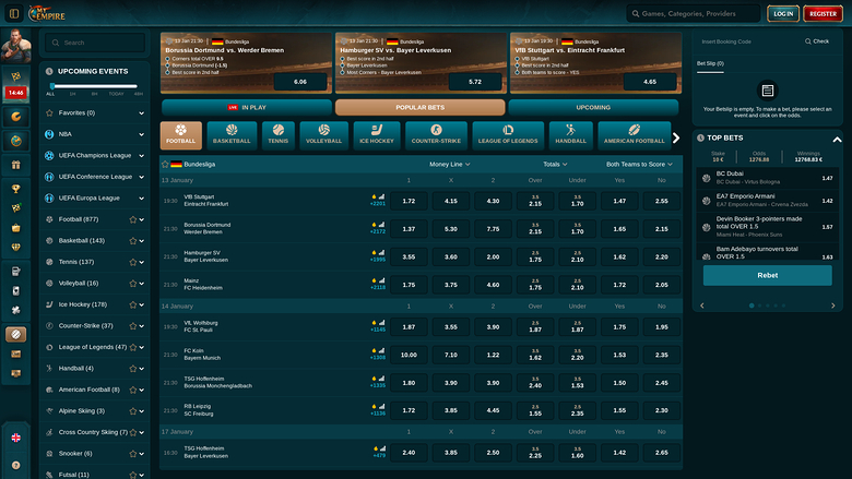 Mon Empire Casino Sports sur ordinateur