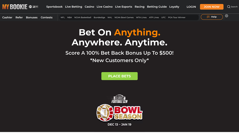 Homepage desktop di MyBookie Casino