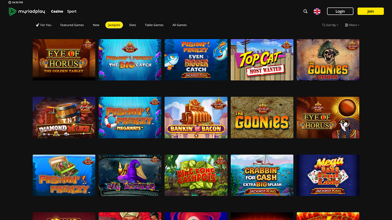 Jackpot de bureau du casino MyriadPlay