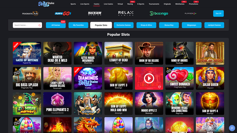 Jeux de casino MyStake pour ordinateur