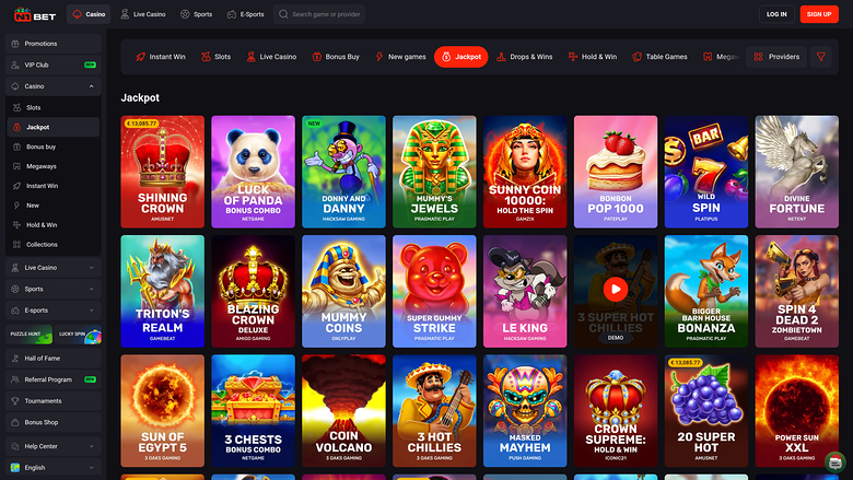 N1 Bet Casino Desktop Jackpot