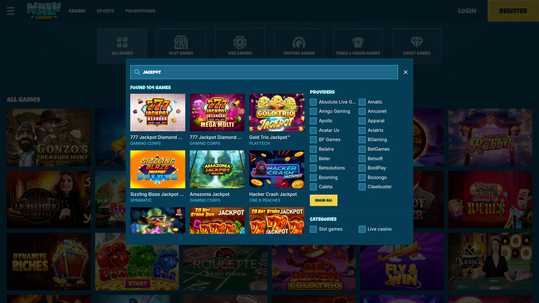 Jackpot de escritorio del casino Nalu