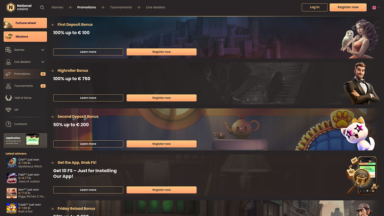 Promociones de escritorio del Casino Nacional