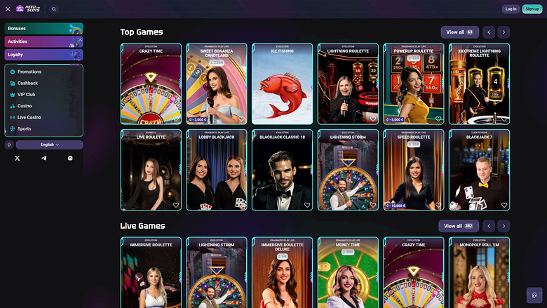 Need for Slots Casino Desktop Live Dealer