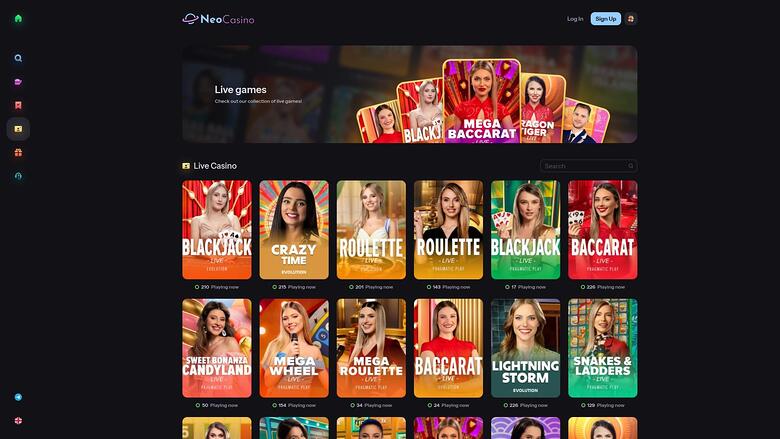 NeoCasino Live Dealer Desktop