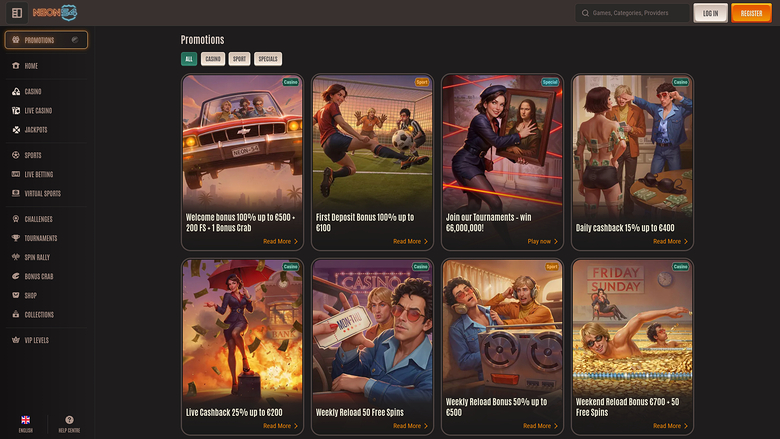 Promotions pour ordinateur de bureau du casino Neon54