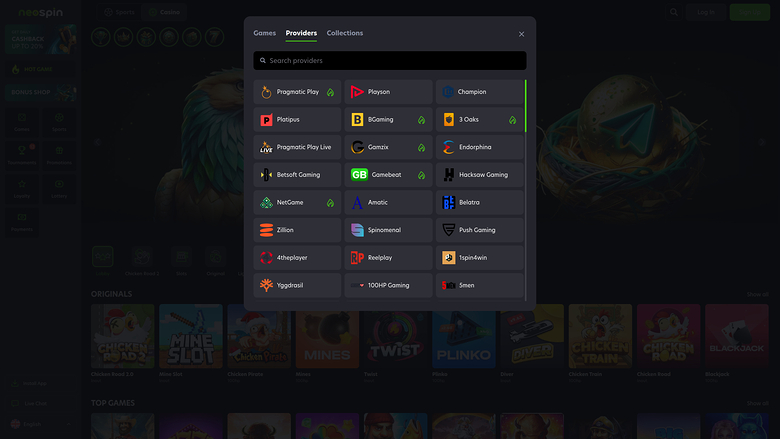 Desarrolladores de juegos de escritorio de Neospin Casino
