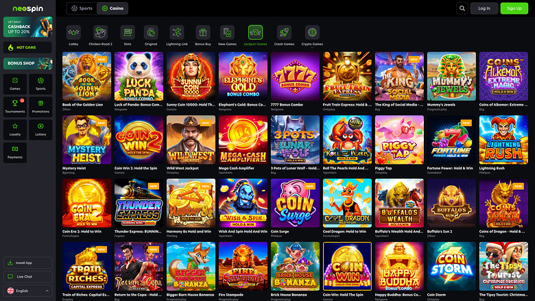 Jackpot de escritorio del casino Neospin