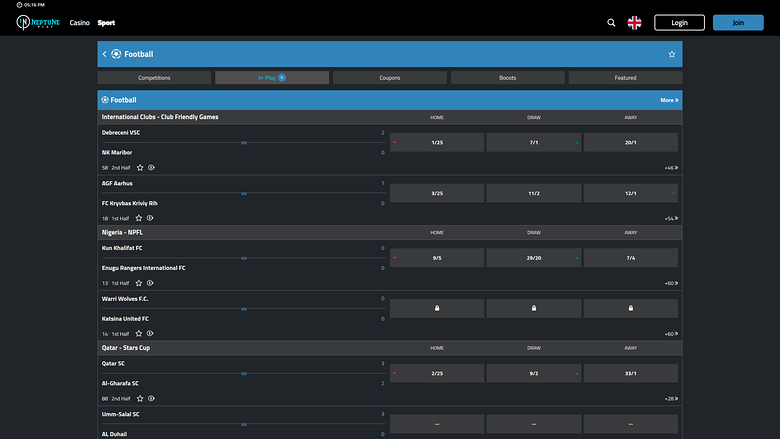 Neptune Play Casino Escritorio Deportes en vivo