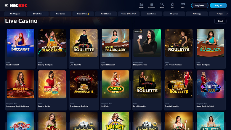 Casino NetBet sur ordinateur avec croupier en direct