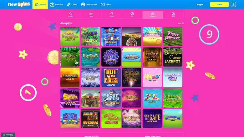 Jackpot du casino New Spins sur ordinateur