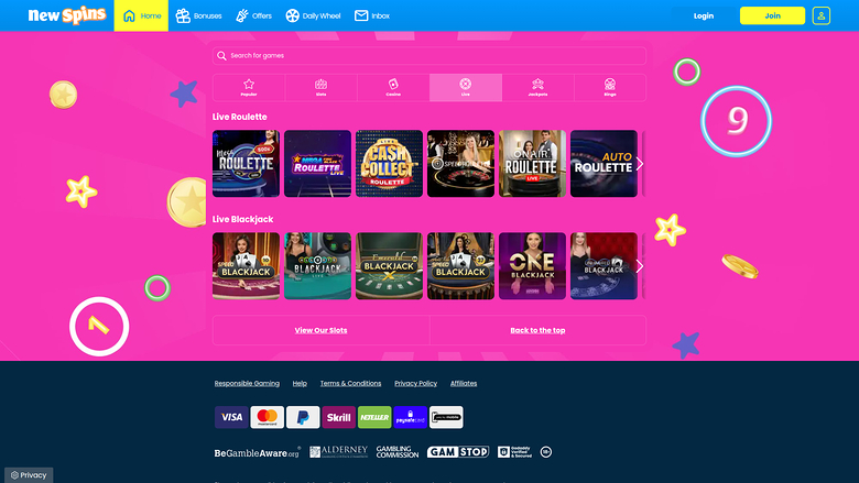 Nouveau casino Spins avec croupier en direct sur ordinateur