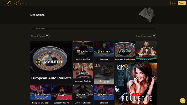 Casino NewVegas sur ordinateur avec croupier en direct