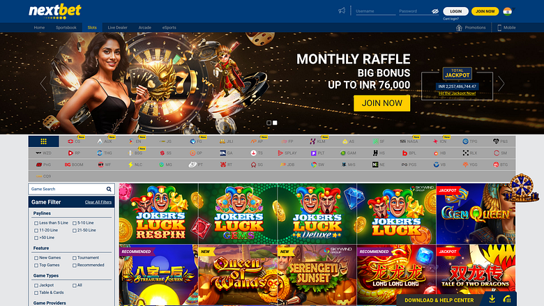 Jeux de casino NextBet sur ordinateur
