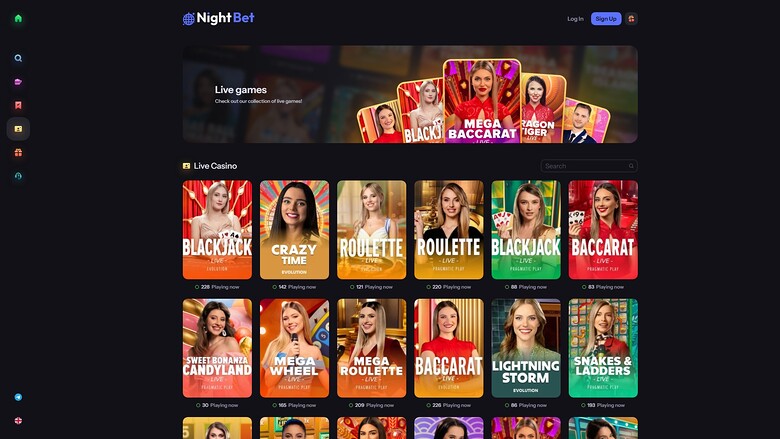 NightBet Casino Live Croupier Desktop