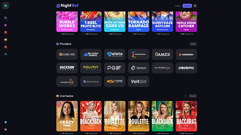 Développeurs de jeux de casino NightBet pour ordinateur