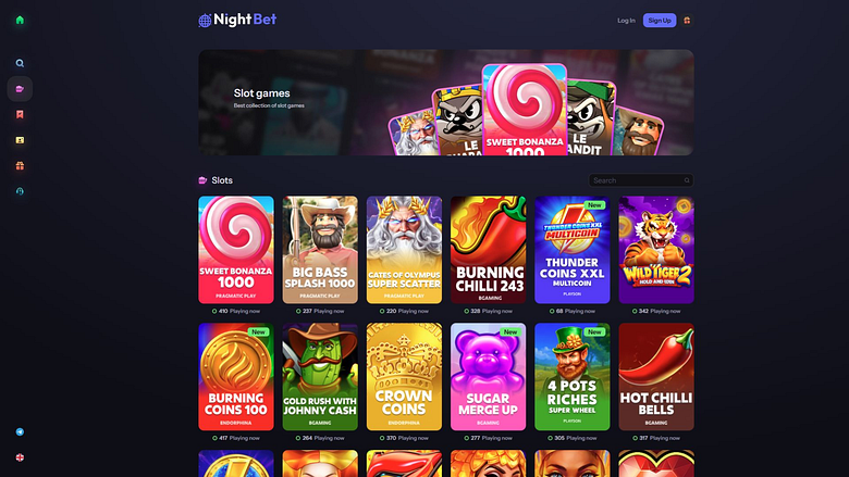 Jeux de casino NightBet sur ordinateur