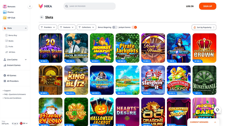 Jackpot de escritorio de Nika Casino