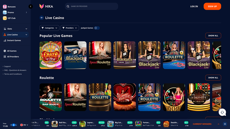 Nika Casino Croupier en direct sur ordinateur
