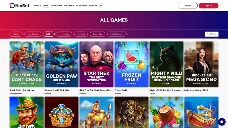 Ninbet Casino Desktop Games