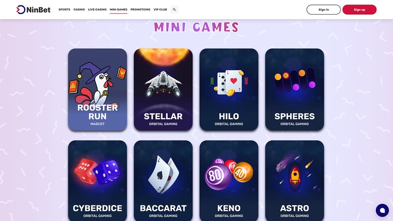 Ninbet Casino Desktop Mini Games
