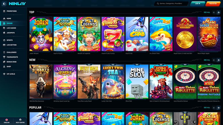 Jeux de casino Ninlay sur ordinateur