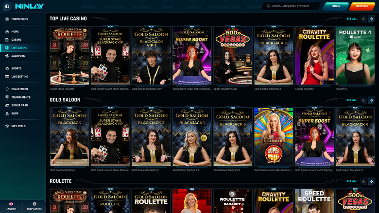 Casino Ninlay sur ordinateur avec croupier en direct