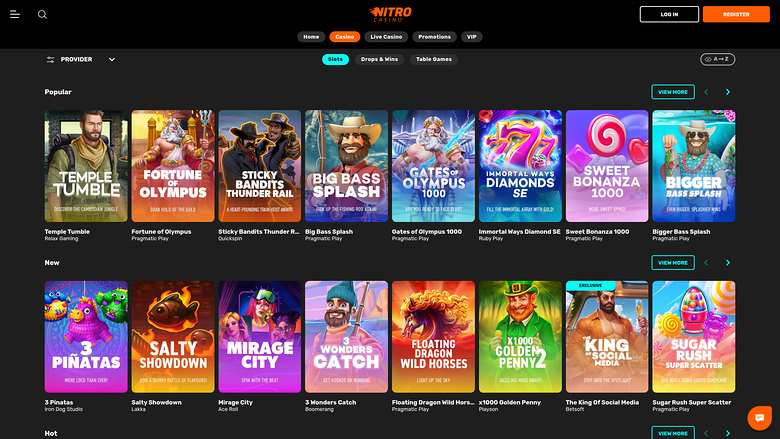 Игры для настольных компьютеров в казино Nitro