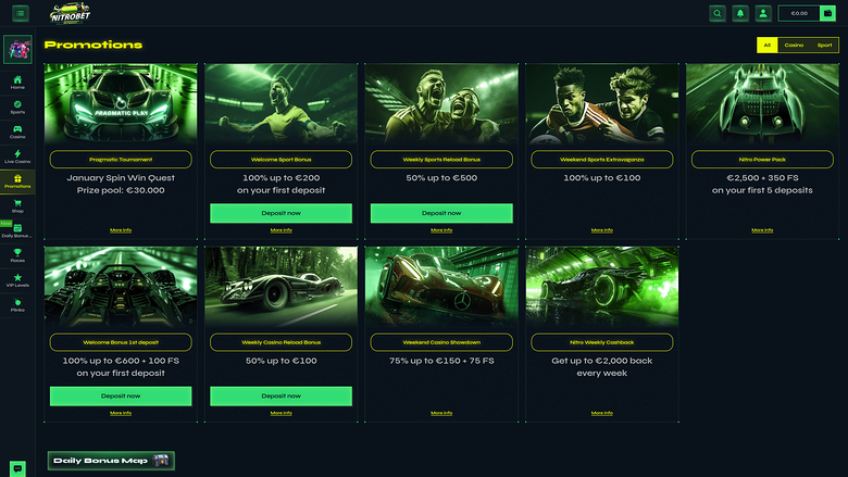 Promociones de escritorio del casino Nitrobet