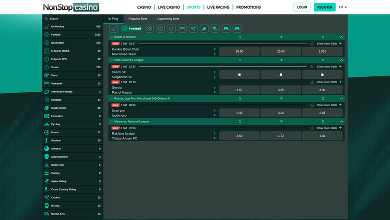 Paris sportifs sur ordinateur NonStop Casino