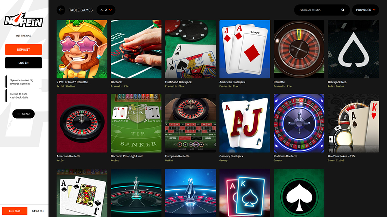 Nopein Casino Desktop-Tischspiele