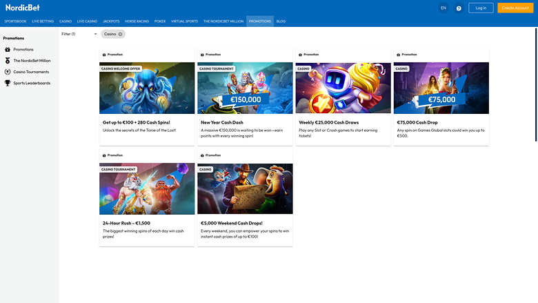 Promotions de bureau du casino NordicBet