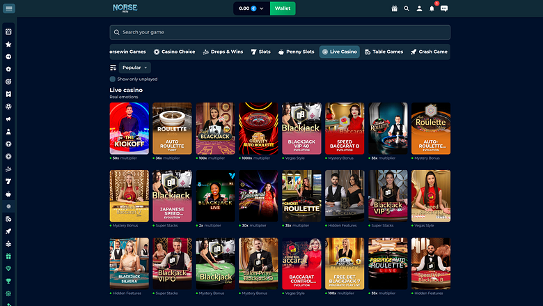 Norsewin Casino Desktop Live Dealer