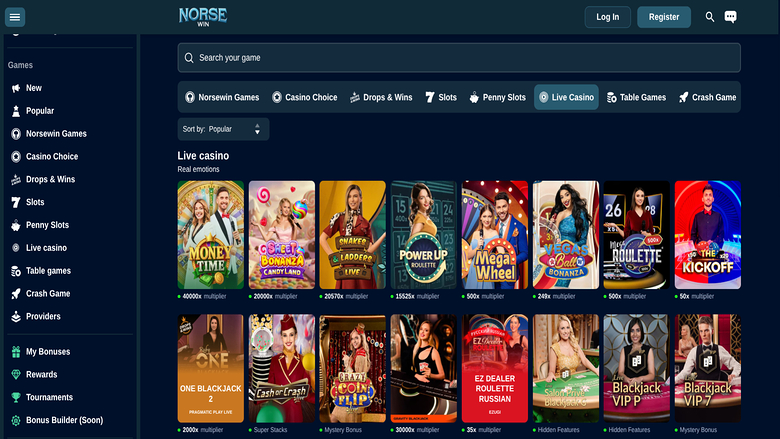 Live Dealer screenshot of Norsewin Casino for Desktop