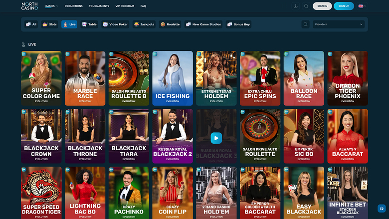 Casino North Desktop con crupier en vivo