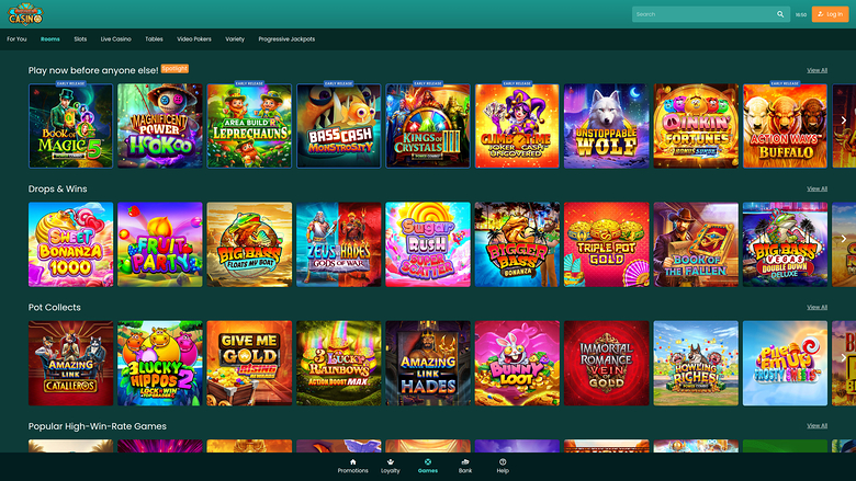 Page d'accueil de Nostalgia Casino pour ordinateur