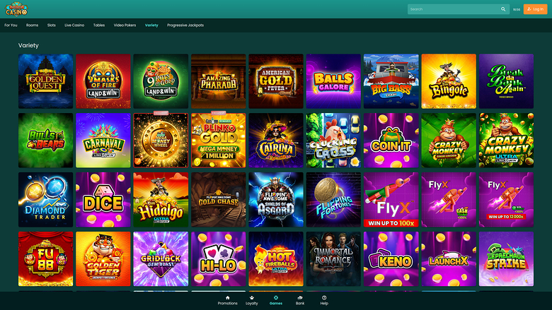 Jeux variés de casino Nostalgia sur ordinateur